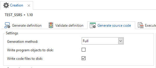 Code generation config