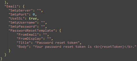 Email settings template