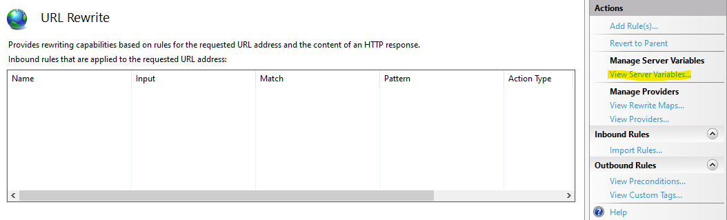 go to server variables