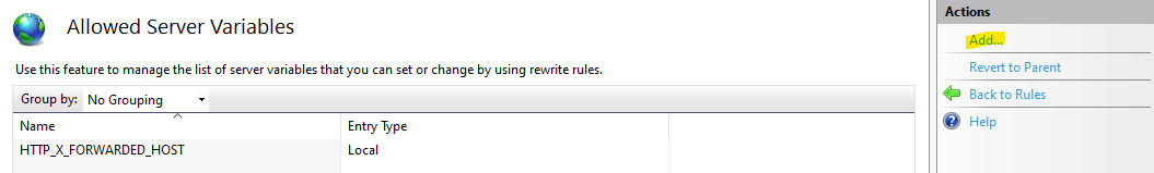 add server variables