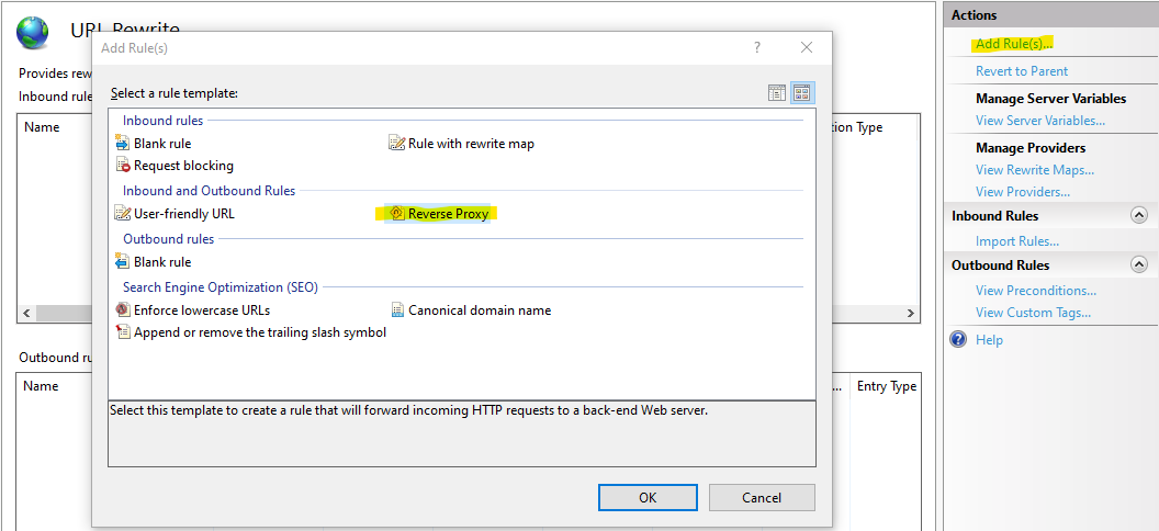 add reverse proxy rule