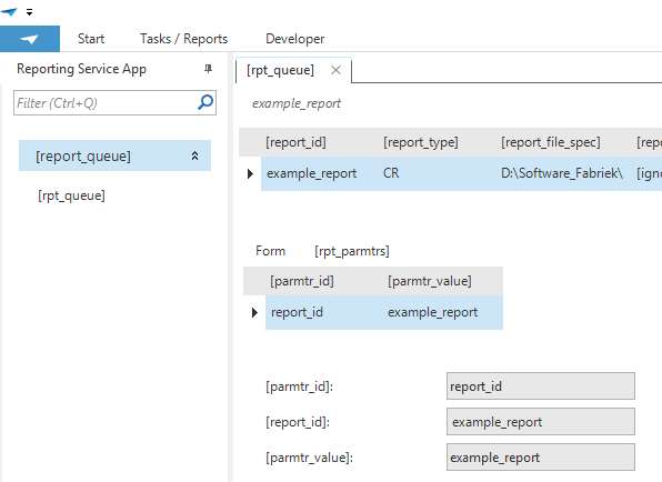 example report record parameter