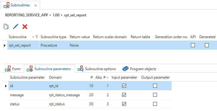 rpt_set_report subroutine