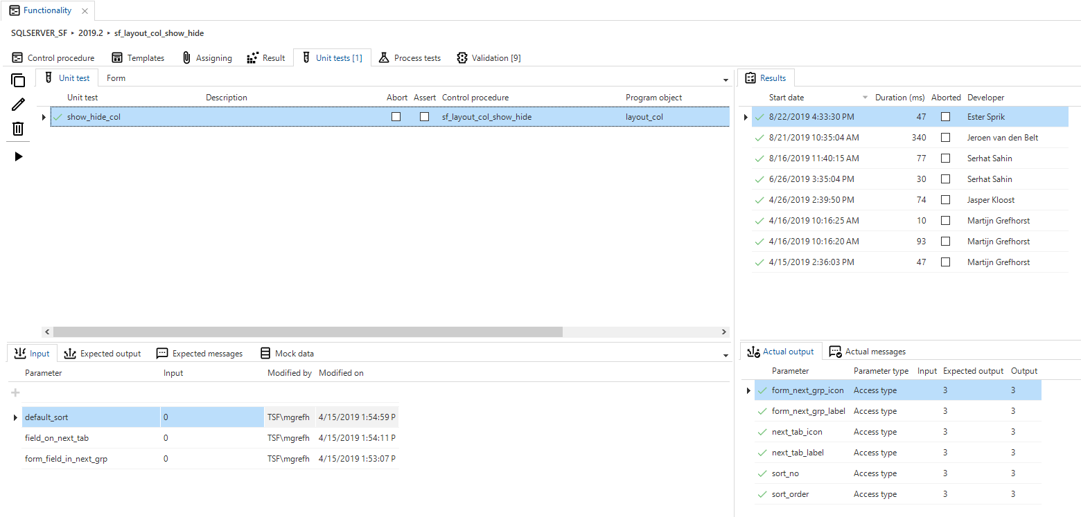 This image shows unit tests as a tab page in the functionality modeler